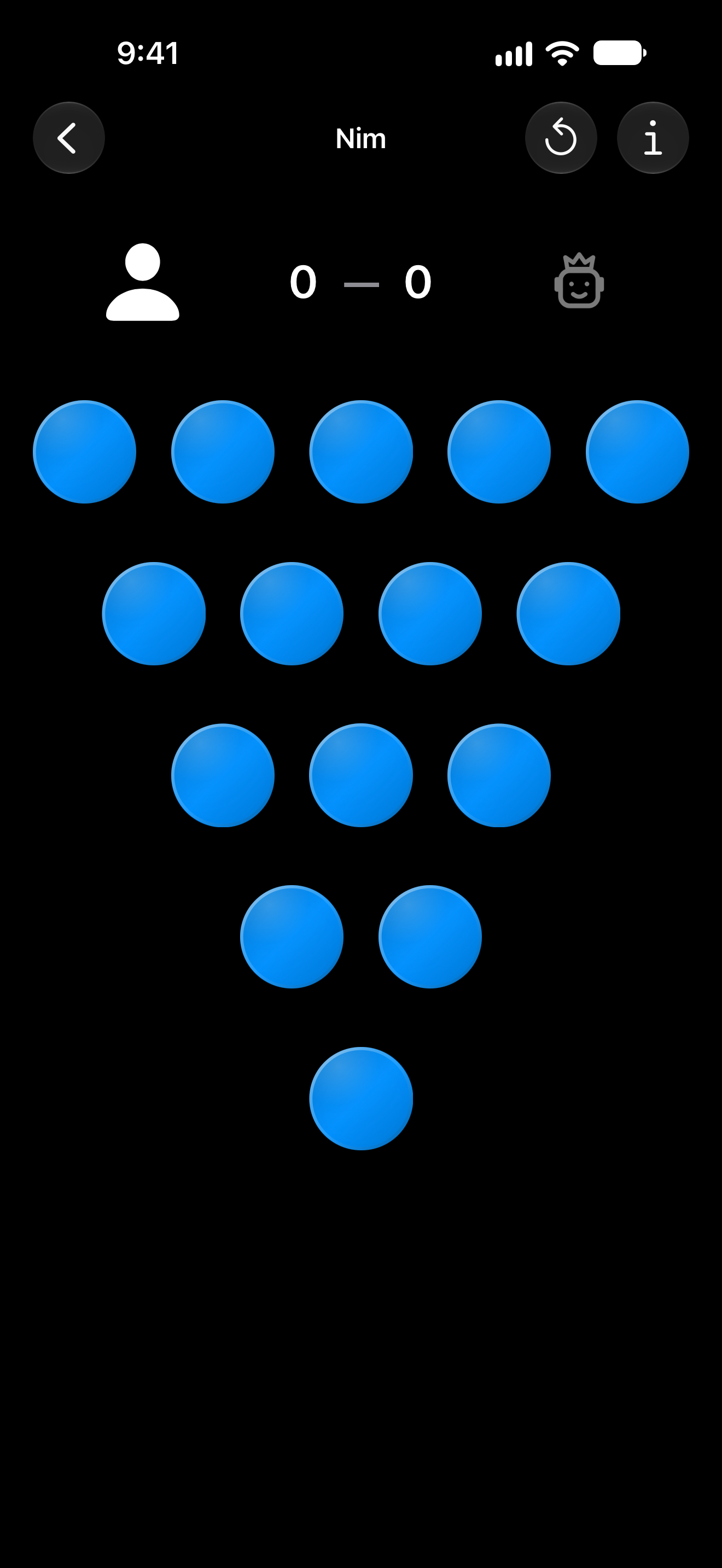 A clean Nim game in progress on the game board.