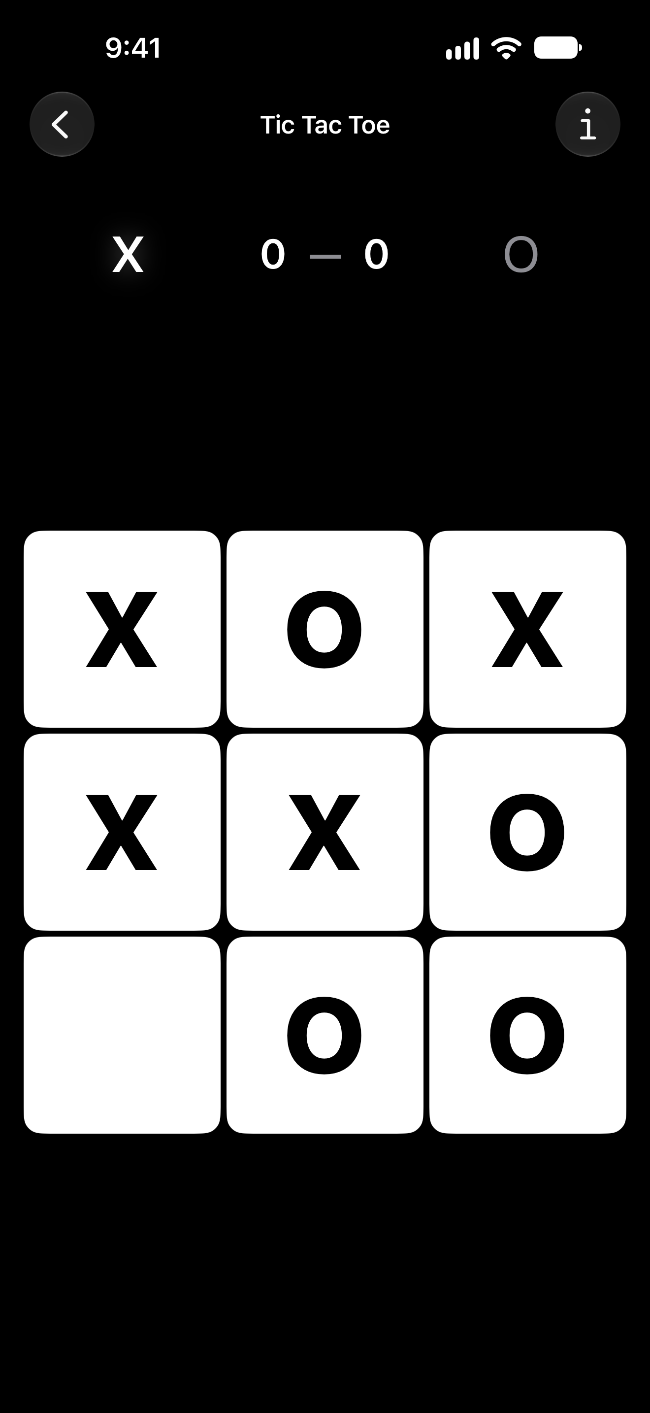 An advanced Tic Tac Toe game in progress.